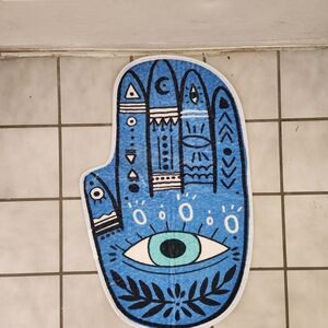 Blue Hamsa Hand Mat with Eye Design